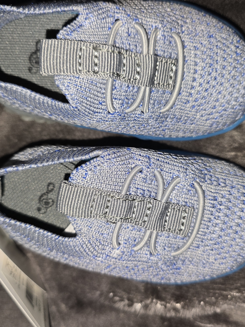 Baby Knit Slip-On Walker Shoes in Light Blue with Gray Strap